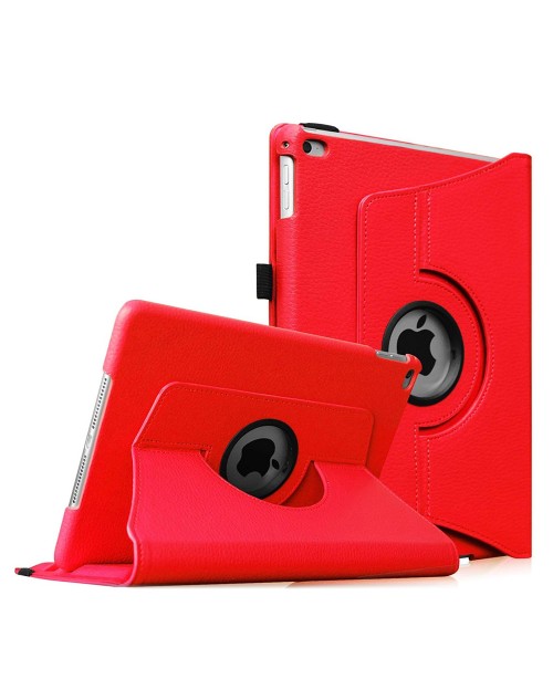 Apple iPad 2/3/4 360 Rotaing Pu Leather with Viewing Stand Plus Free Stylus Case Cover for Apple iPad 2-Red